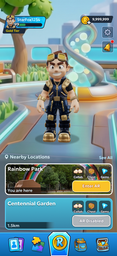 Ravia home screen showing player status and actions